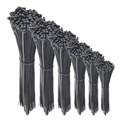 Black cable ties zip wraps - black,