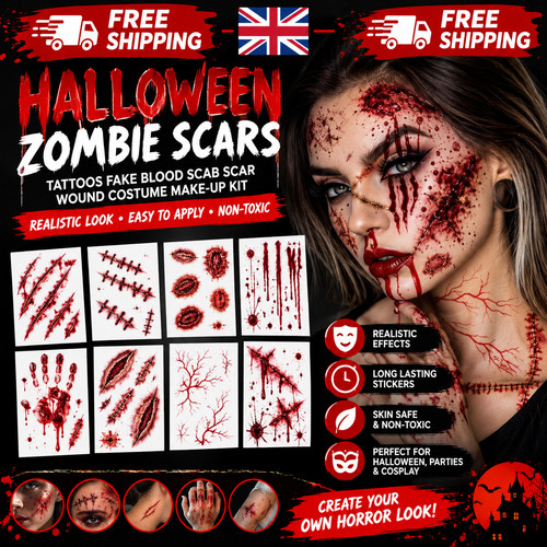 Halloween zombie scars tattoos - halloween,