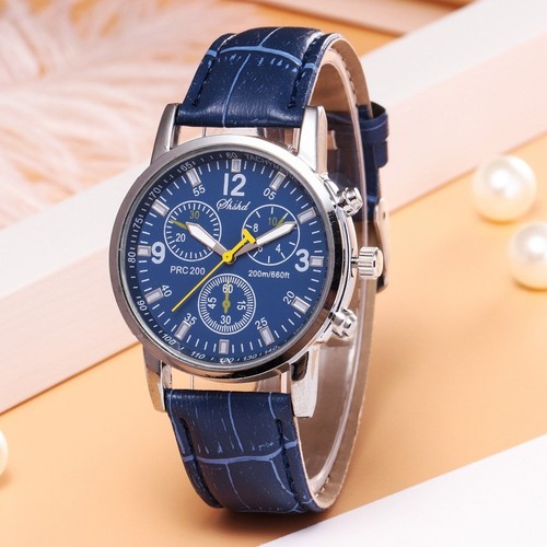 Men watch with leather strap - watch,